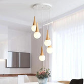 Bryton LED Pendant Light Set Iron Wood Glass 3 or 5