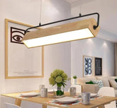Adjustable LED Pendant Light Iron Wood Height-Adjustable Cool Warm White