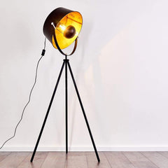 Moon Like Industrial Cinema Floor Lamp Wood Unfinished Steel E27