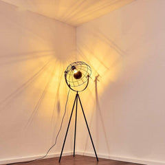 Moon Brut XL Industrial Cinema Floor Lamp V2 Raw Steel Wood E27