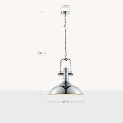 Chrome Pendant Light Iron Adjustable Shade E27 LED