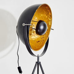 Moon Industrial Cinema Floor Lamp Wood Unfinished Metal E27
