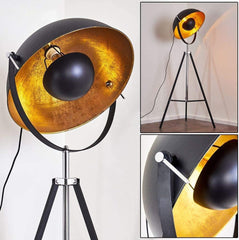 Industrial Cinema Moon L Floor Lamp Wood Unfinished Steel E27