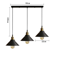 3-Light Industrial Chandelier Black Metal E27 Adjustable