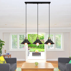 3-Light Industrial Chandelier Black Metal E27 Adjustable