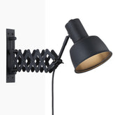 Vintage Accordion Wall Light Aluminium Matt Black E27 300° Plug-In