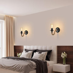 Rope Wall Light Hemp & Black Iron E27 Max 40W — Set of 2