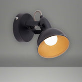 Industrial Wall Light Matt Black Gold Interior E14 350° Spotlight