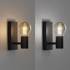 Industrial Wall Light Matt Black Iron E27 350° Spotlight — Set of 2