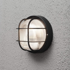 Industrial Porthole Wall Light ABS Striated Glass E27 Max 60W