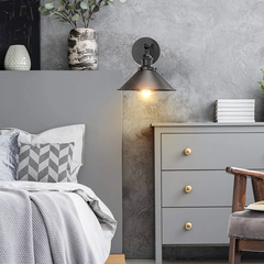 Industrial Chic Wall Light Matt Black E27 Adjustable Shade Max 40W