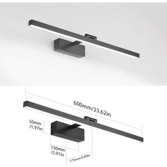 Industrial Bathroom Wall Light LED IP44 180° Matte Black — 60 cm 18W or 80 cm 24W