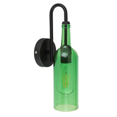 Bottle Wall Light Acrylic Diffuser Black Metal E27 Max 8W Handmade