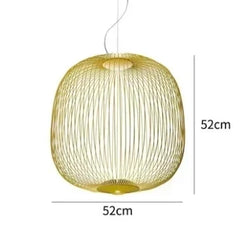 Gold Aluminium Cage Pendant Light IP65 Industrial 25–52cm