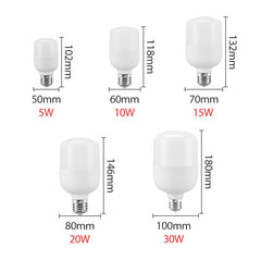 E27 LED Bulb — 5W, 10W, 15W, 20W or 30W — Warm or Cool White