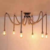 Rope Spider Chandelier Hemp Braided Iron E27 3 6 10 Heads