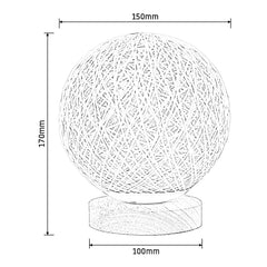 Natural Rattan Shade Table Lamp Wood Base Boho
