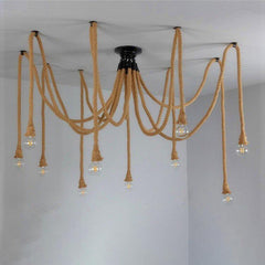 Rope Spider Chandelier Hemp Braided Iron E27 3 6 10 Heads