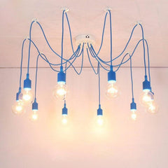 Blue Spider Chandelier Metal Arms E27 3 to 12 Cables