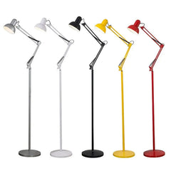 Coloured Industrial Floor Lamp — Adjustable Arm, Metal, 5 Colours