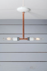 Double Copper Pipe Drop Pendant, Two Bulb Sockets
