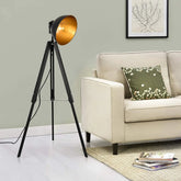 Gold & Metal Industrial Floor Lamp E27 — 135 cm