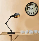 Black Industrial Table Lamp All-Black Adjustable Height E27 10W
