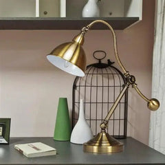 Brass Vintage Industrial Desk Lamp Adjustable Height E27