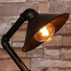 Vintage Industrial Desk Lamp All Black Metal Pipe Shade E27
