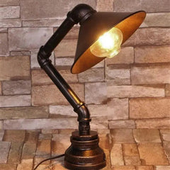 Vintage Industrial Desk Lamp All Black Metal Pipe Shade E27