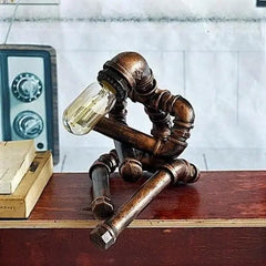 Industrial Pipe Table Lamp Black Metal E27