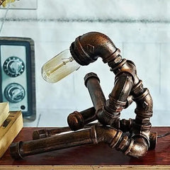 Industrial Pipe Table Lamp Black Metal E27