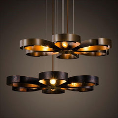 Industrial Flower Pendant Light Metal E14 Copper Black Ø60cm