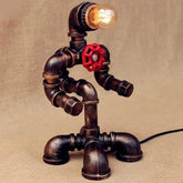 Industrial Table Lamp Black Shade Bronze Pipe E27