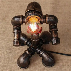 Industrial Table Lamp Black Shade Bronze Pipe E27