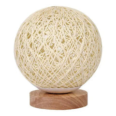 Rattan Table Lamp Beige Woven Shade Wooden Base E27