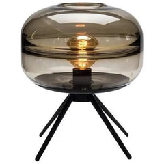Industrial Table Lamp Black Metal Clear Glass Globe E27