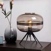 Industrial Table Lamp Black Metal Clear Glass Globe E27