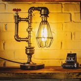 Industrial Table Lamp Aged Black Metal Shade E27