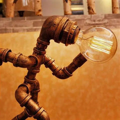 Vintage Industrial Table Lamp Aged Brown Copper Pipe E27