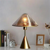 Gold Industrial Table Lamp Clear Glass Globe Metal Base E27