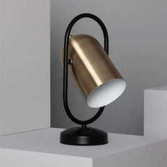 Industrial Table Lamp Matte Black Base Gold Metal Shade E27