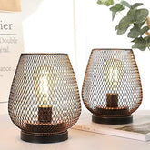 Industrial Cordless Table Lamp Rechargeable Metal Cage 18 cm