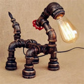Dog-Shaped Industrial Pipe Table Lamp Bronze E27