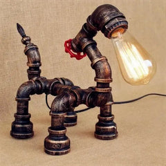 Dog-Shaped Industrial Pipe Table Lamp Bronze E27