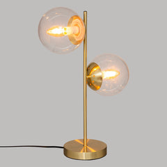 Brass and Glass Table Lamp Two Globe Shades E14 48 cm