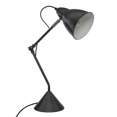Vintage Adjustable Desk Lamp Articulated Arm Cement Base E27 Black Grey