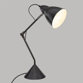 Vintage Adjustable Desk Lamp Articulated Arm Cement Base E27 Black Grey