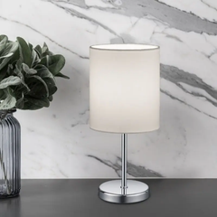 Vintage Chrome Desk Lamp Fabric Shade E14 Max 40W White or Taupe