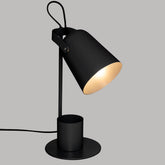 Industrial Spot Desk Lamp, E14, Black Iron, Pencil Holder Base, 34cm